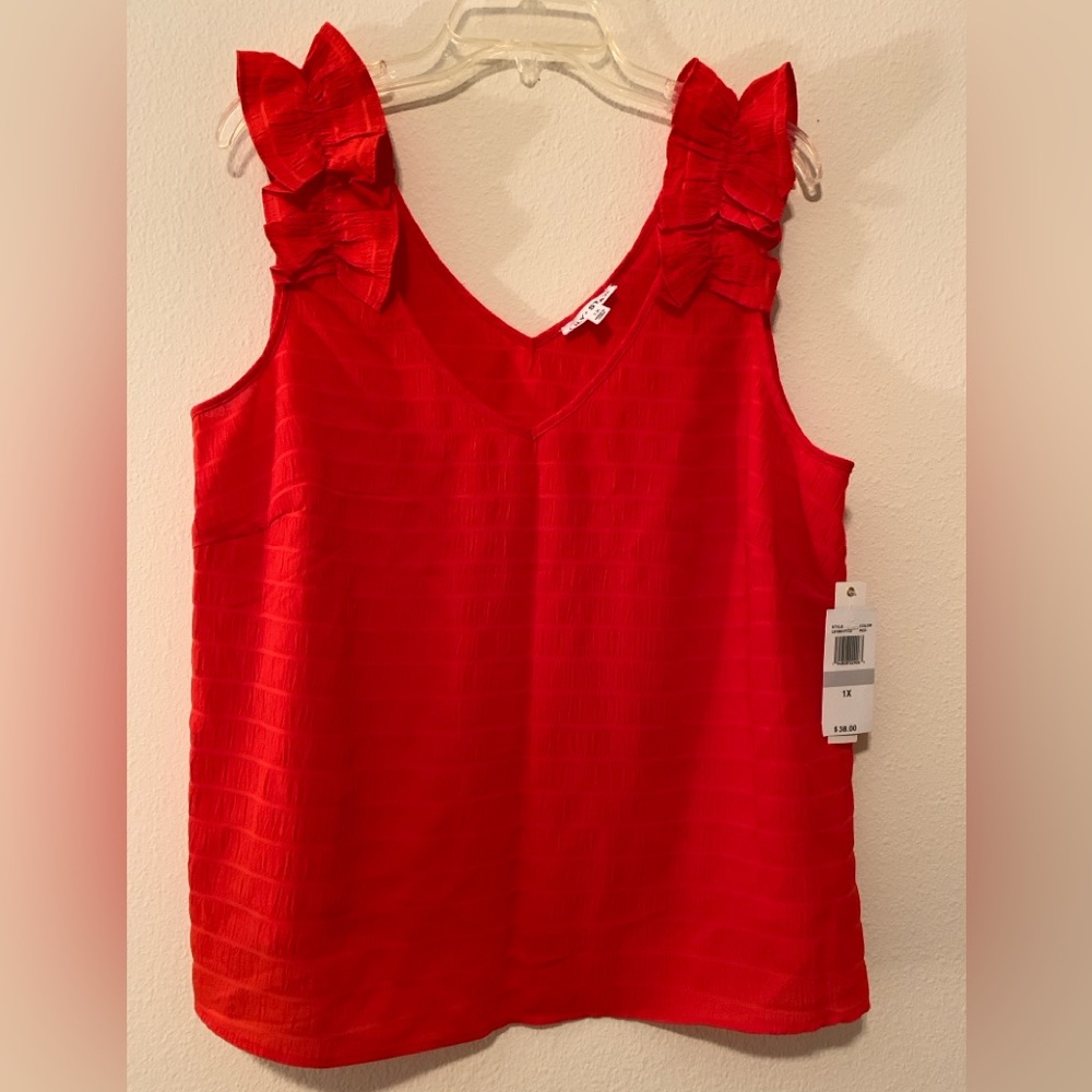 Coral/Red Sleeveless Silk Blouse (Belk)